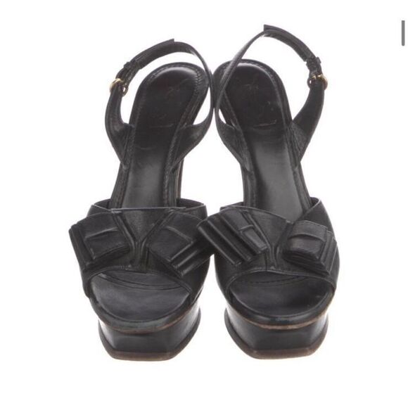 Awesome Yves Saint Laurent Leather Slingback Sandals, YSL - Picture 7 of 8